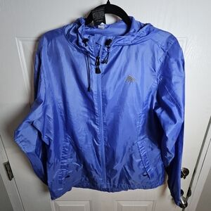 Kelty Blue Lightweight Hooded Windbreaker Jacket Large